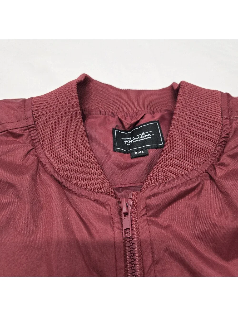 NWT Men's XXL Primitive Skateboarding Bomber Jacket Burgundy Zip Up Flight Coat - Picture 4 of 13